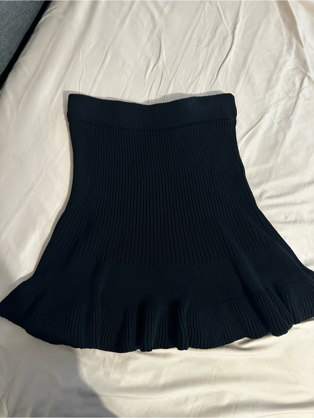 Free People Black Ribbed Flared Knit Skirt